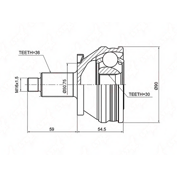 LYNXauto CO-1225 (1004980118 / 110807546 / 110834) шрус наружный подходит для Skoda (Шкода) Fabia (Фабиа) i-II 1.4-1.9d