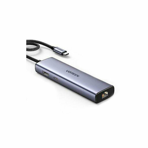 Хаб USB Ugreen CM512 USB-C - 3xUSB-A HDMI RJ45 PD Grey 15598 432000₽
