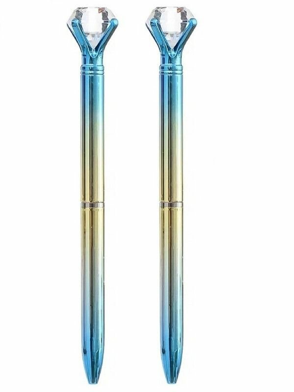 ДВЕ Ручки шариковые Кристалл с поворотным механизмом цвет голубой