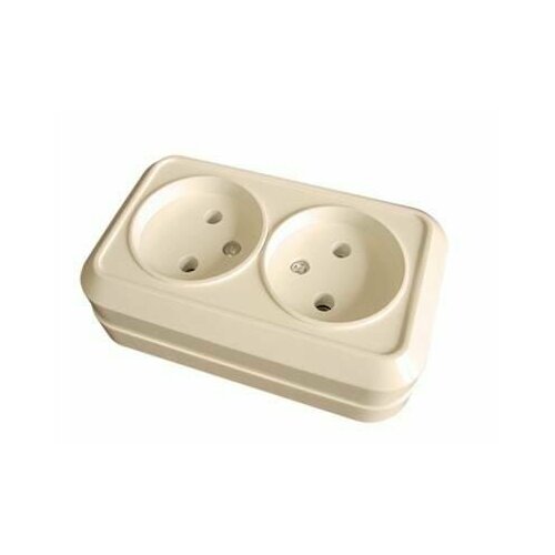 Розетка 2-м ОП 16А IP20 без заземл. крем. Makel 45217