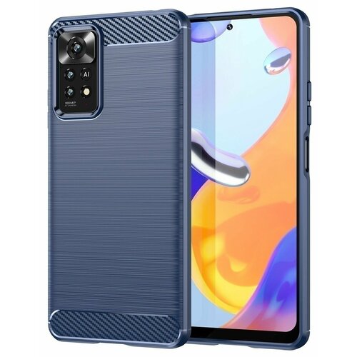 Накладка силиконовая для Xiaomi Redmi Note 11 Pro Xiaomi Redmi Note 11 Pro 5G карбон сталь синяя 879₽