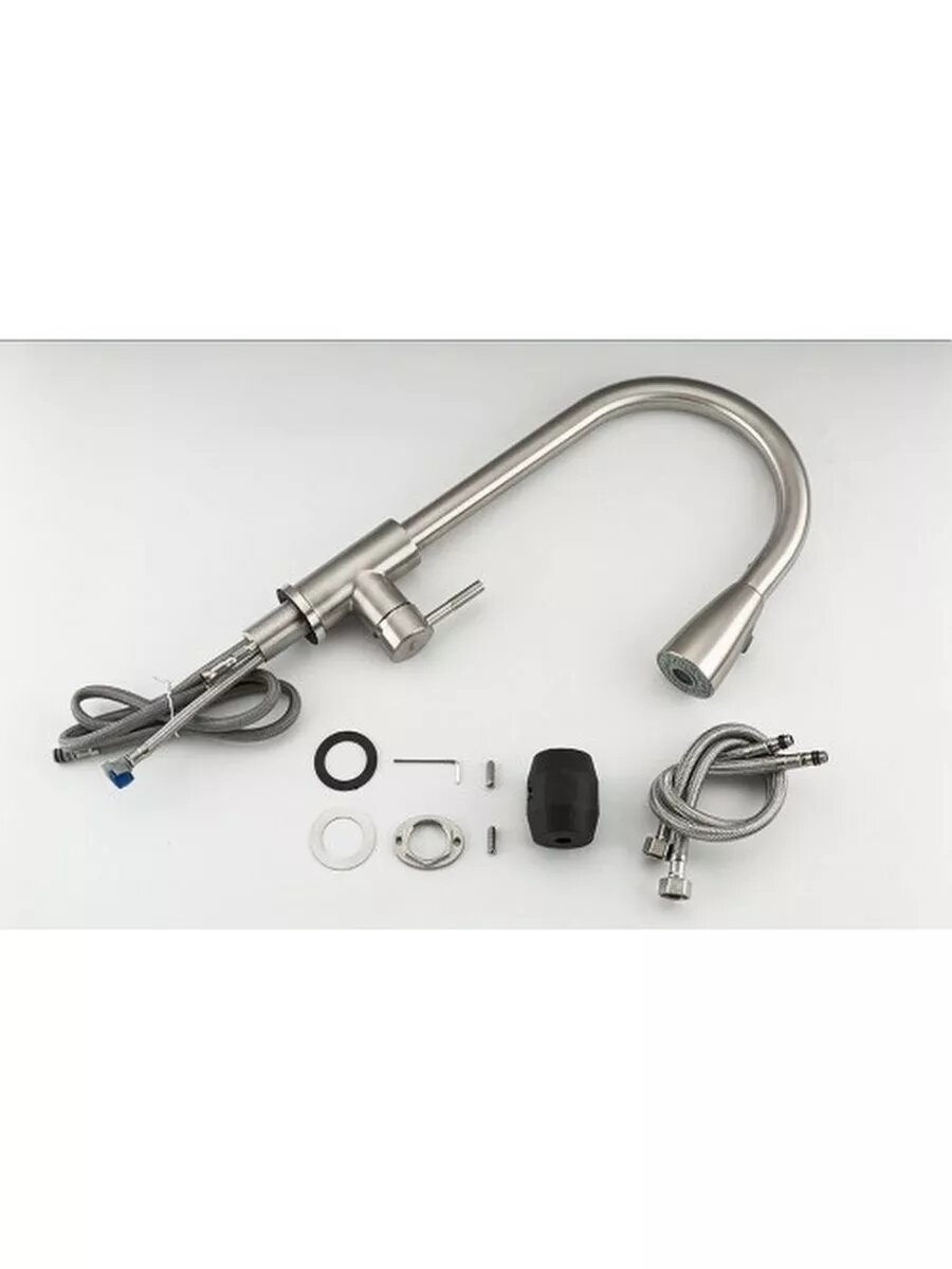 Смеситель Frap F60899-1, для кухни, с выдвижной лейкой, нержавеющая сталь, сатин — фото 1