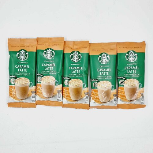 фото Starbucks кофе растворимый caramel latte 115 г (5 пакетиков по 23 г) (турция)