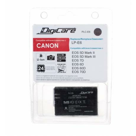Аккумулятор DigiCare PLC-E6 (LP-E6 для EOS 6D 60D, 70D, 80D, 7D, 5D mark II, mark III)