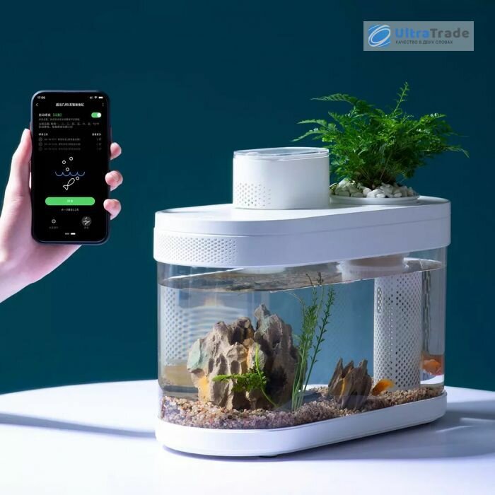 Аквариумы И Аквафермы Xiaomi Умный Аквариум Xiaomi Geometry AI Smart Modular Fish Tank Pro 8-9L С180 (HF-JHYG07) версия с автокормушкой
