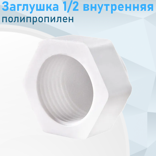 Заглушка с резьбой полипропиленовая 1/2 внутренняя, 5 шт