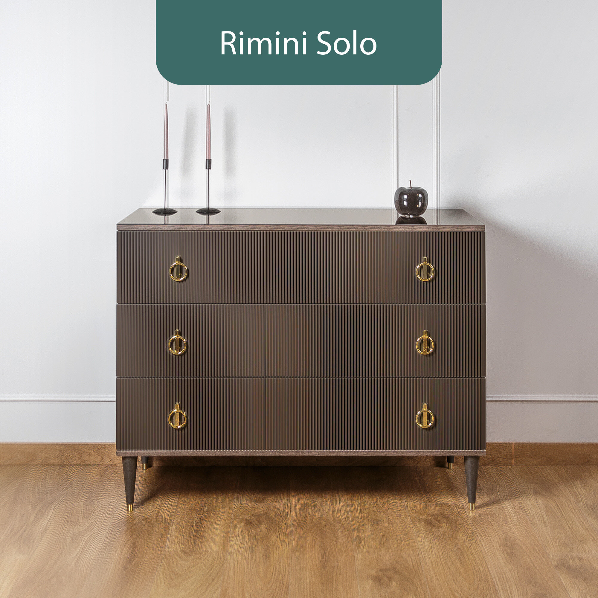 Комод Rimini Solo. Орех империя/золото