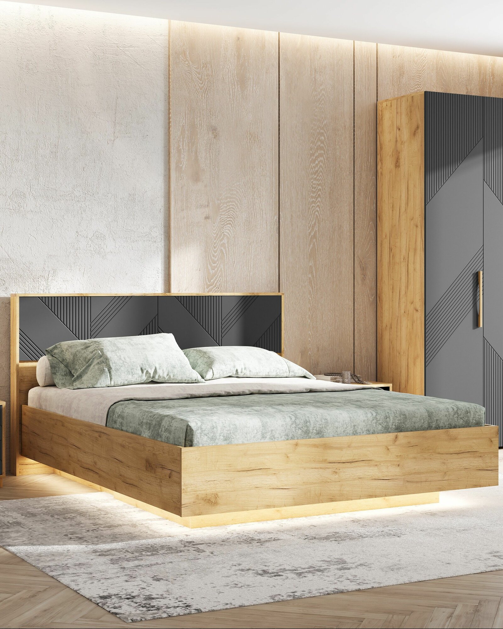 Кровать Мебельная Компания "МиФ" "Ирис", ортопедическая, с подсветкой, 160x200х100 см