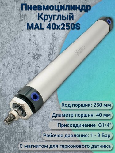 Изображение товара Пневмоцилиндр MAL 40x250-S