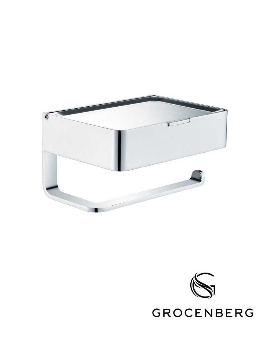 Держатель для туалетной бумаги с полкой Grocenberg латунь хром