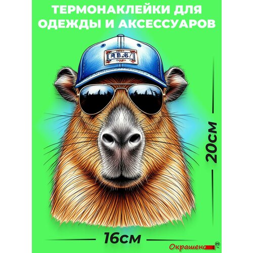 фото Термонаклейка / термотрансфер для декора одежды и аксессуаров "капибара #2" окрашенору