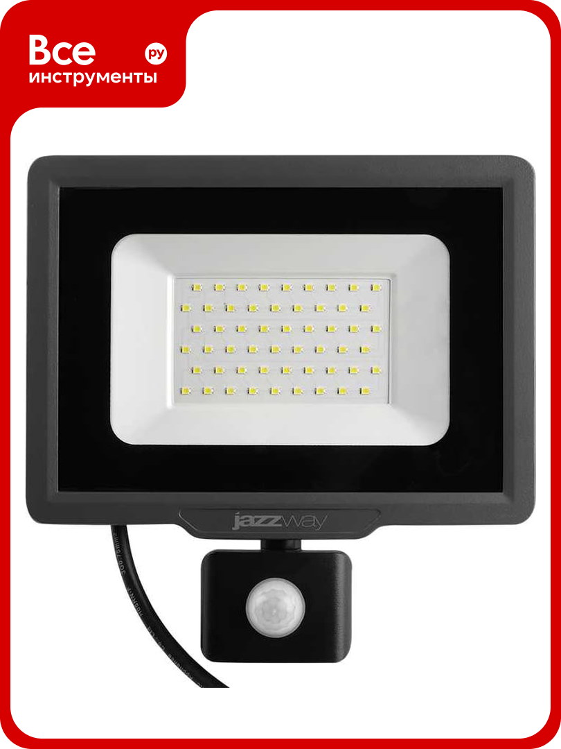 Светодиодный прожектор Jazzway PFL-C3 SENSOR 50Вт 6500К IP65 до закаленное прозрачное стекло A 5026940A