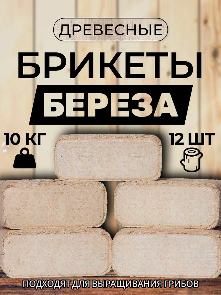 Топливные брикеты береза 12 шт 10 кг