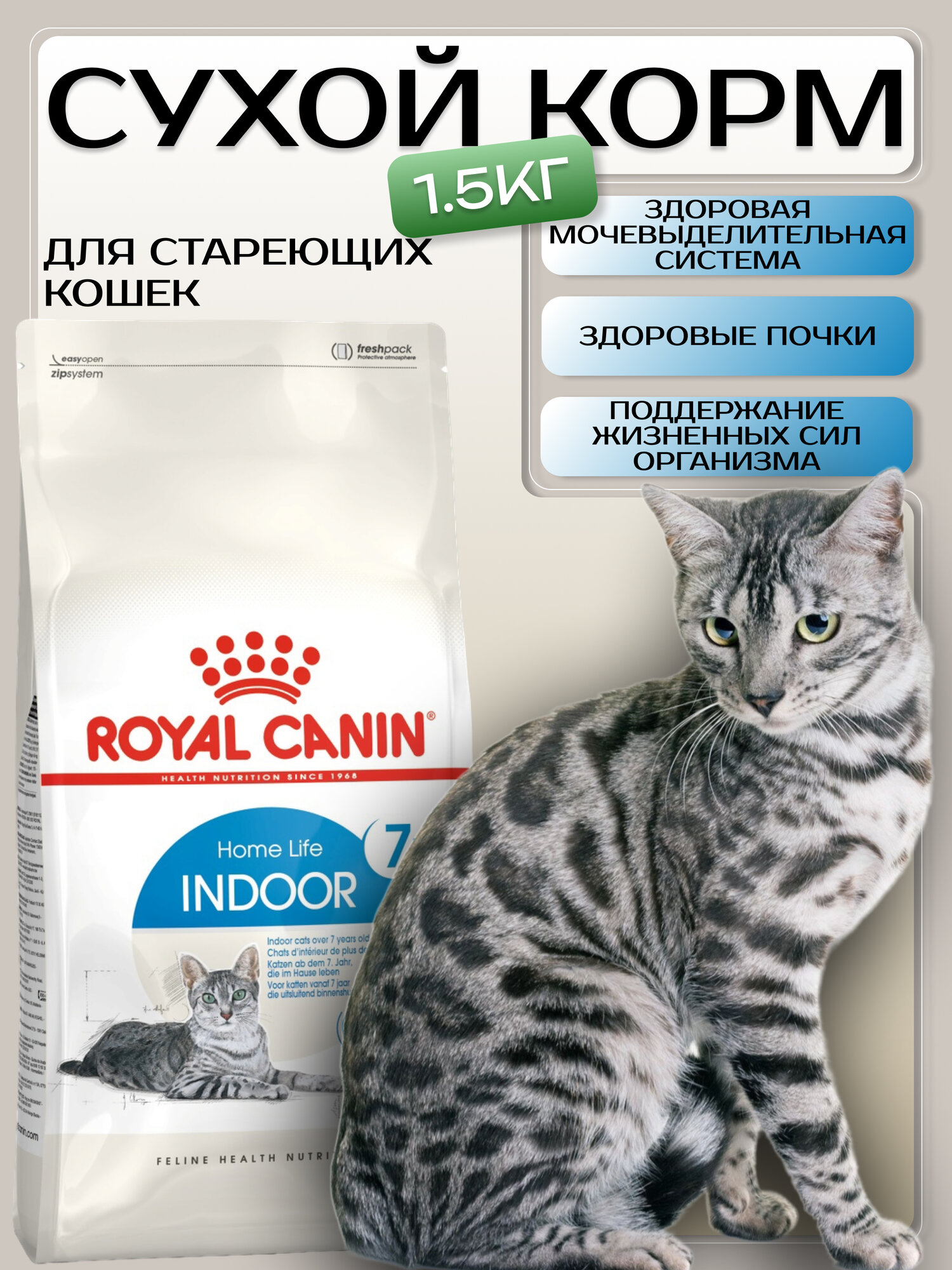 Сухой корм для кошек Royal Canin Indoor +7 1,5 кг