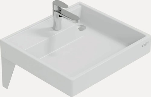 Изображение товара Раковина над стиральной машиной СаНта Юпитер 60х55 на кронштейнах, белая, раковина для ванной из искусственного мрамора, квадратная