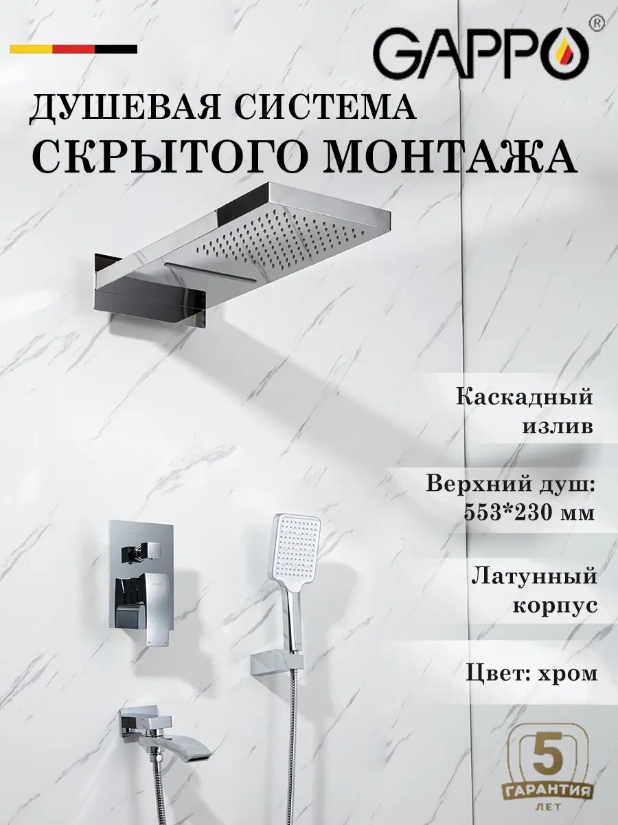 Душевая система скрытого монтажа встраиваемая Gappo G7107-70