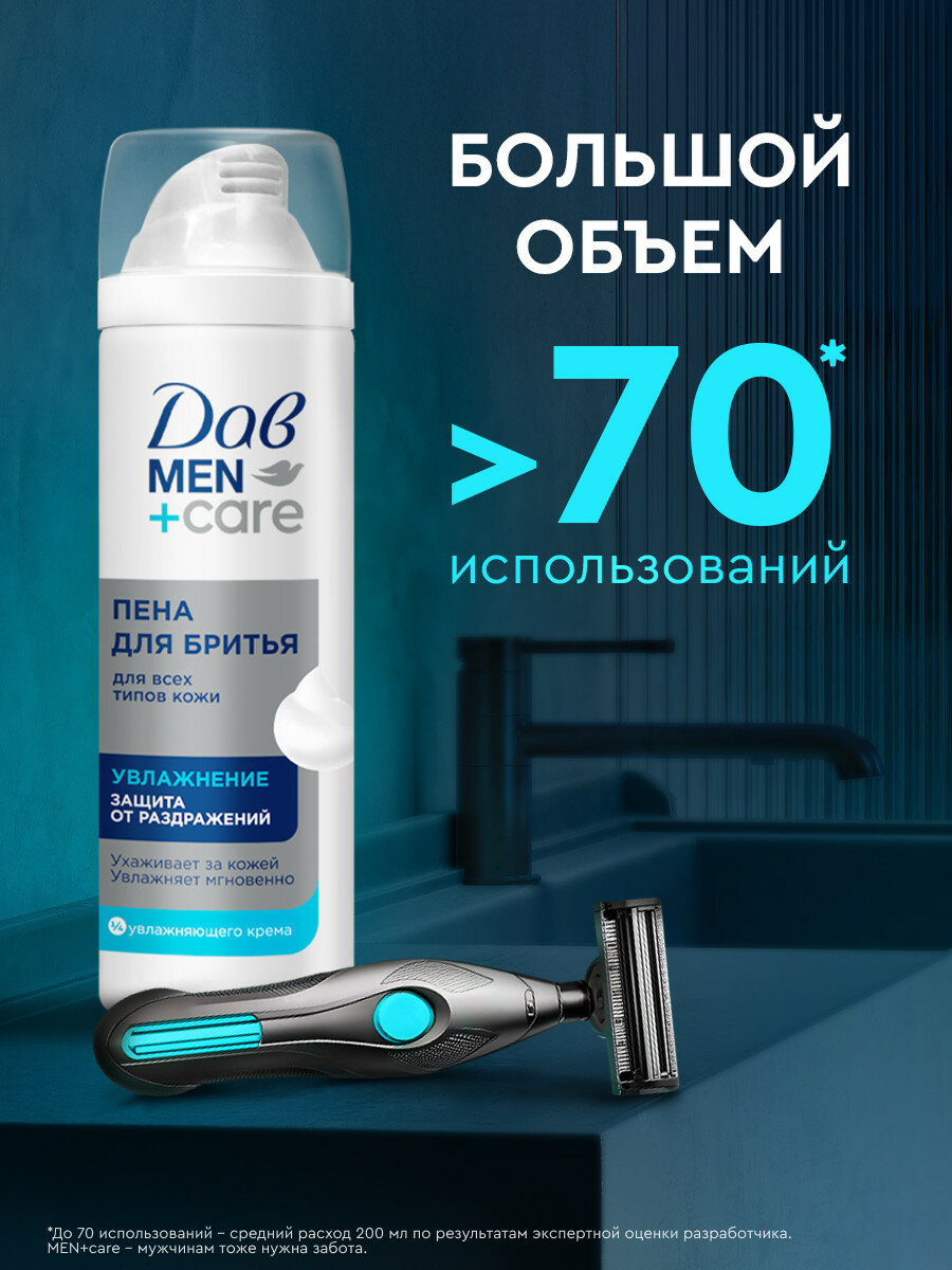 Дав Men+Care Пена для бритья для мужчин увлажняющая, защита от раздражений, 200 мл — фото 5