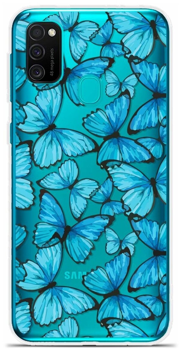 Силиконовый чехол на Samsung Galaxy M21 Узор из бабочек / для Самсунг Галакси М21