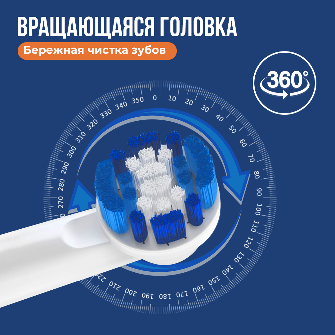 Насадки для электрических зубных щеток 4 штуки / Совместимые с Oral-B Braun / Насадки oral b на зубные щетки жесткие 4 штуки - фотография № 2