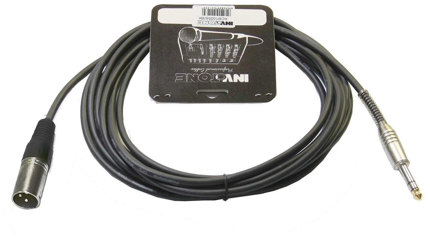 Invotone ACM1005S/BK микрофонный кабель XLR папа-Jack stereo 5 м
