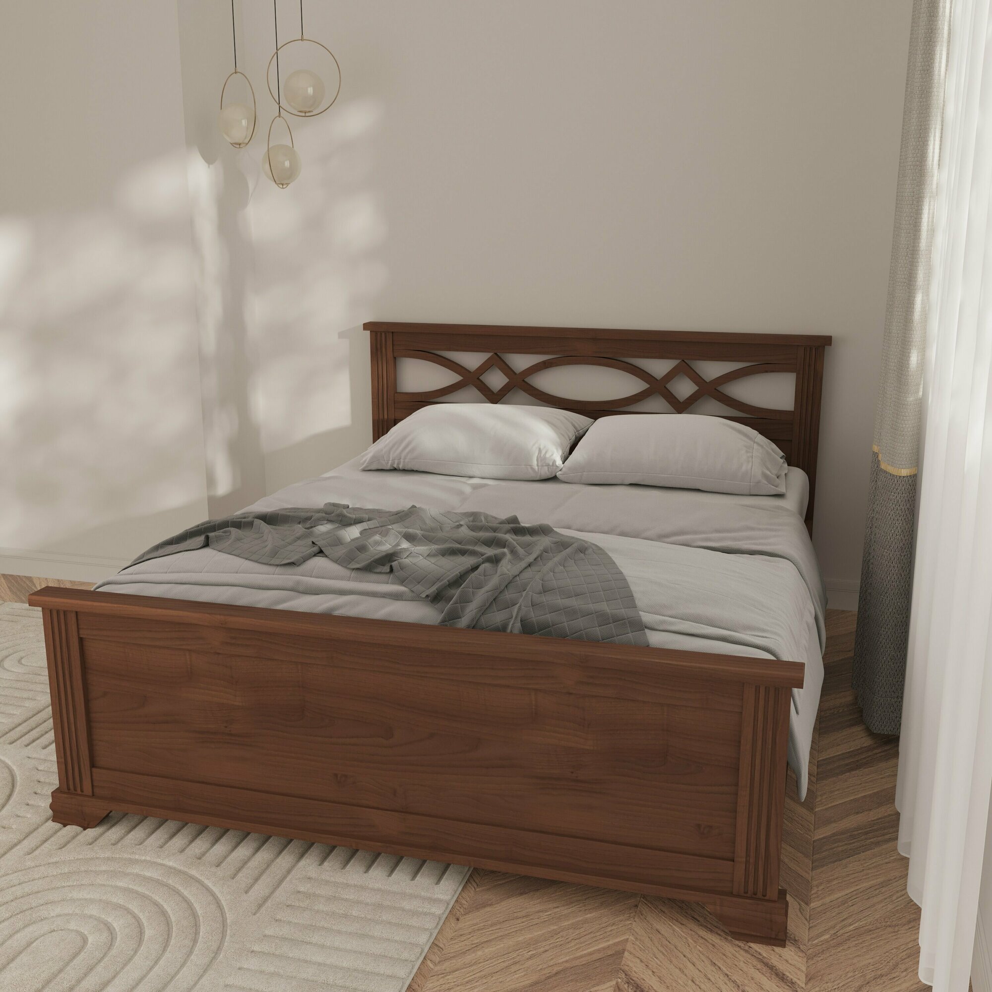 Двуспальная кровать Кровать деревянная Лира 120*200, 120х200 см, ММК-Древ Бук