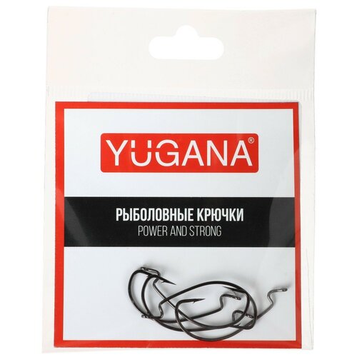 фото Крючки yugana "wide range worm №6", офсетные ,5 штук в упаковке, цвет черный просто