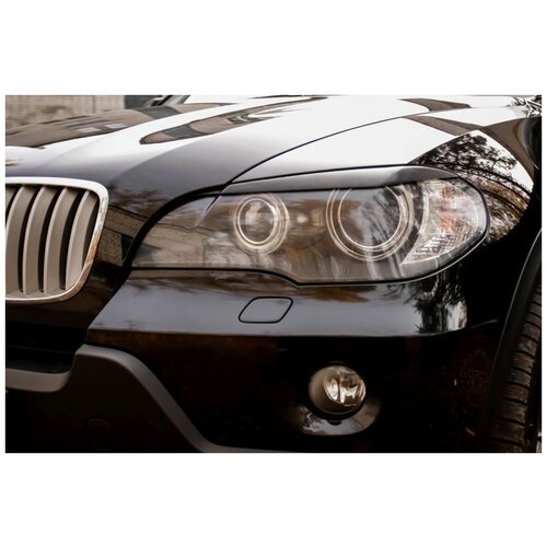 фото Накладки на передние фары (реснички) для bmw x5(e70) 2007-2010, глянец (под покраску) русская артель