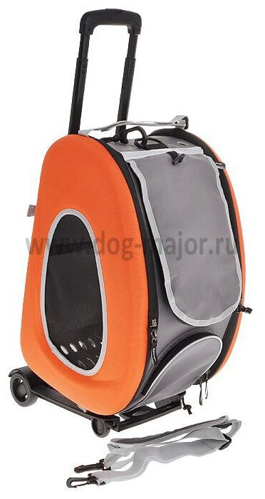 Ibbiyaya складная сумка-тележка 3 в 1 для собак до 8 кг (сумка, рюкзак, тележка) оранжевая - фотография № 19