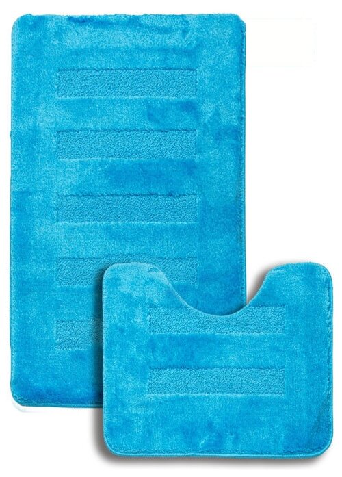 Набор ковриков для ванной комнаты Home Decor Unicolor 50х80см и 40х50см противоскользящий темно-голубой AQ.02.1544