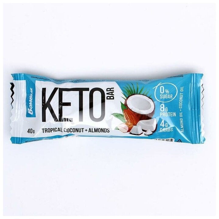 BOMBBAR протеиновый батончик Keto Bar со вкусом тропический кокос и миндаль 40 гр. - фотография № 2