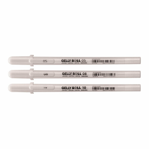 Ручки гелевые белые SAKURA Япония Gelly Roll набор 3 штуки узел 05081 мм POXPGBWH3C 1533₽