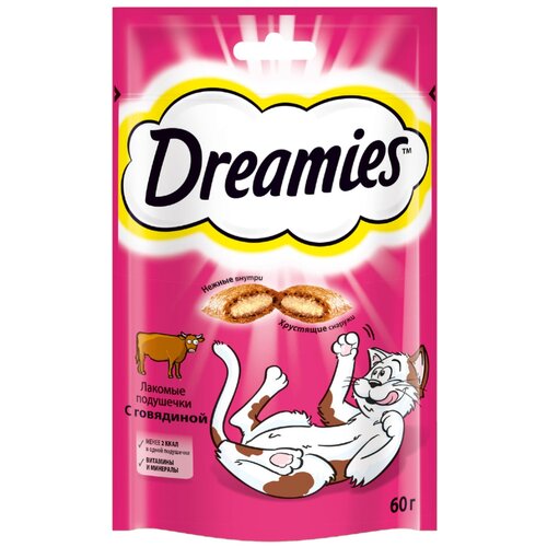 Лакомство для кошек Dreamies Лакомство для кошек Dreamies подушечки, 60 г мясо dreamies dreamies лакомые подушечки для взрослых кошек с сыром 140 г