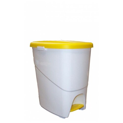 Мусорное ведро / контейнер на 25 л, с педалью и желтой крышкой на 2 секции Denox ECOLOGIC PEDALBIN