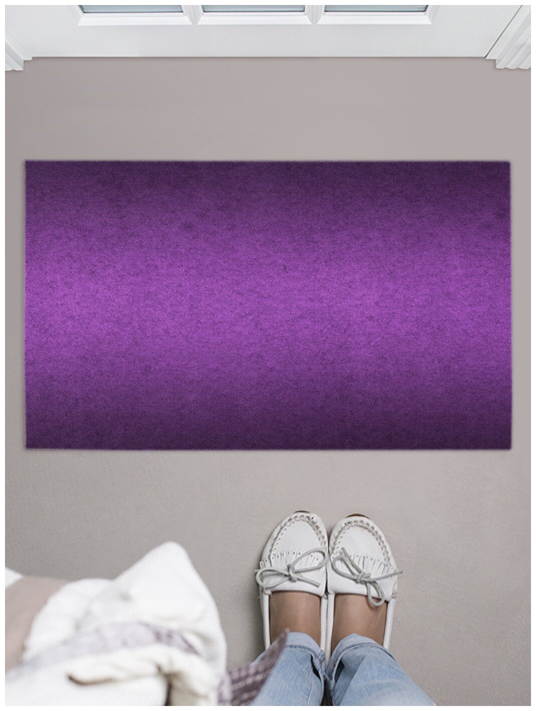 Придверный коврик в прихожую JoyArty "Фиолетовый блеск" для обуви, на резиновой основе, 75x45 см