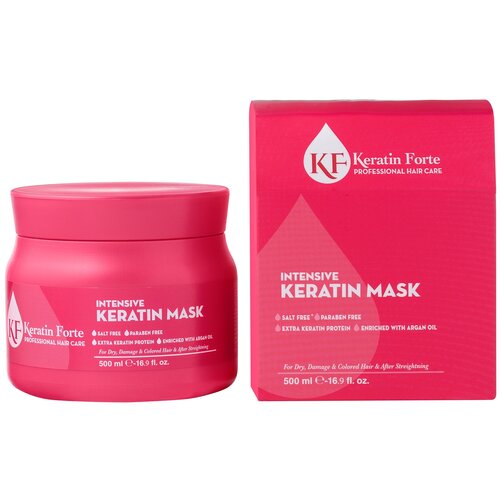 Кератиновая питательная маска для сухих, окрашенных и поврежденных волос (Keratin Forte) 500 мл.