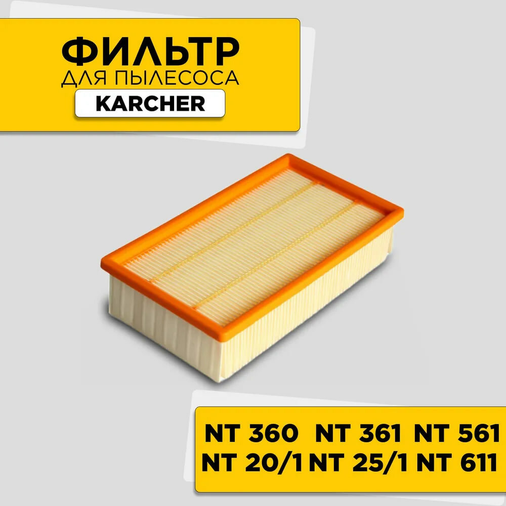 Фильтр плоский складчатый для пылесоса Karcher (Керхер) серии NT в версиях Tact и Ap 6.906-123.0 - фотография № 3