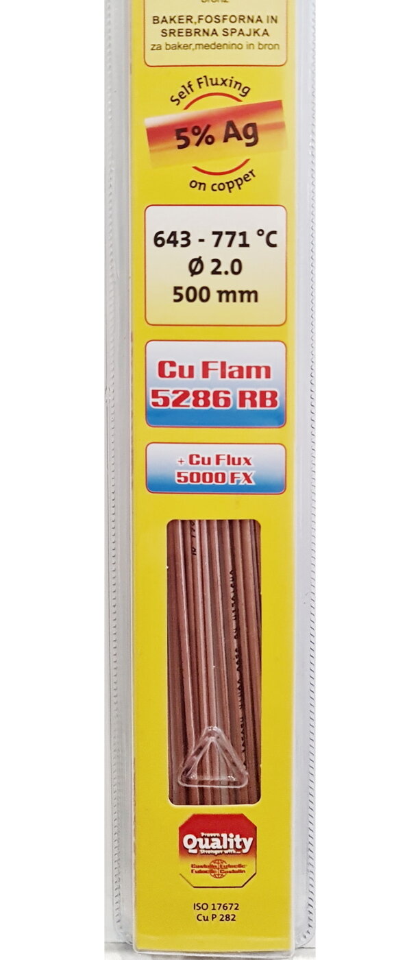 Самофлюсующийся припой для пайки меди Castolin Cu Flam 5286 RB Ag 5% (15 прутков)