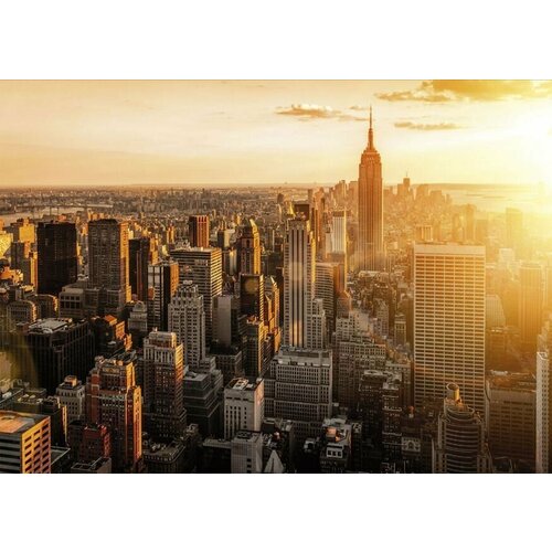 Моющиеся виниловые фотообои Нью-Йорк закат, 350х250 см