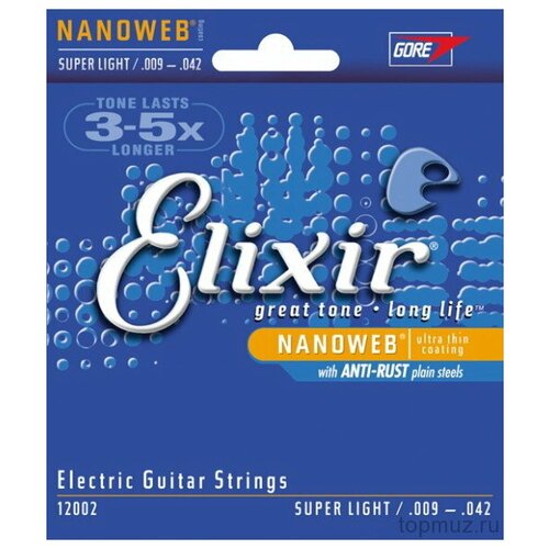 Струны для электрогитары ELIXIR 12002 набор струн elixir 11027 nanoweb anti rust custom light 1 уп