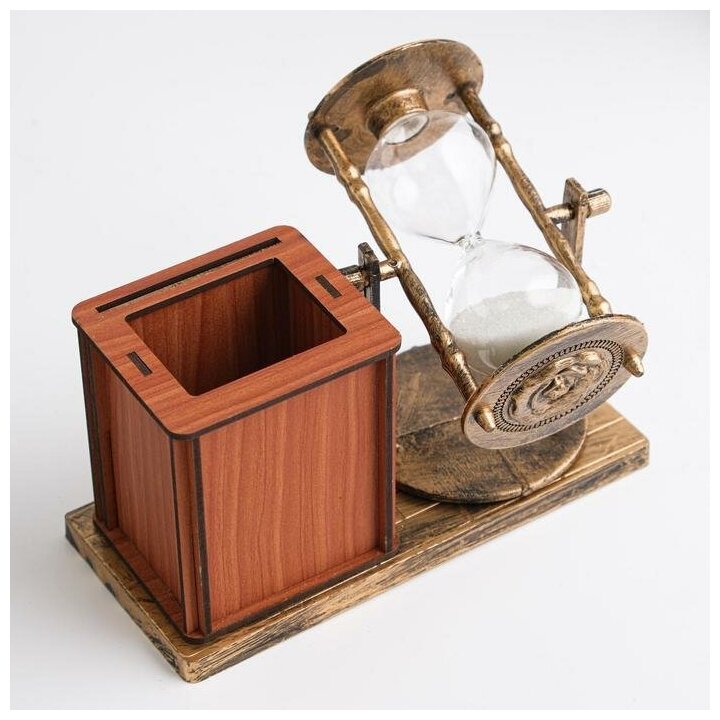 Песочные часы "Селин", сувенирные, с карандашницей и фоторамкой, 15.5 х 6.4 х 12 см 4727119
