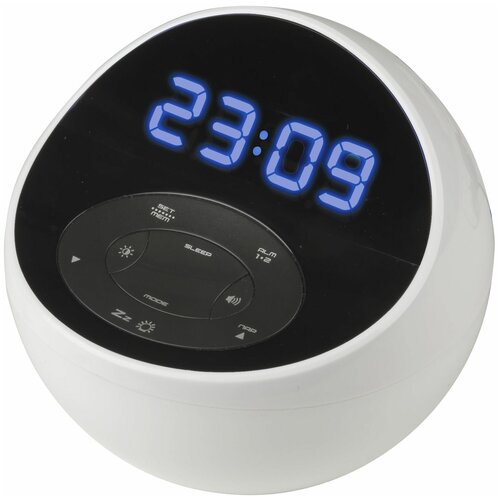 Электронные часы с ночником, будильником и радио BVItech BV-48BWK, цвет цифр синий