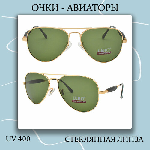 фото Солнцезащитные очки lero, авиаторы, оправа: металл, с защитой от уф, золотой