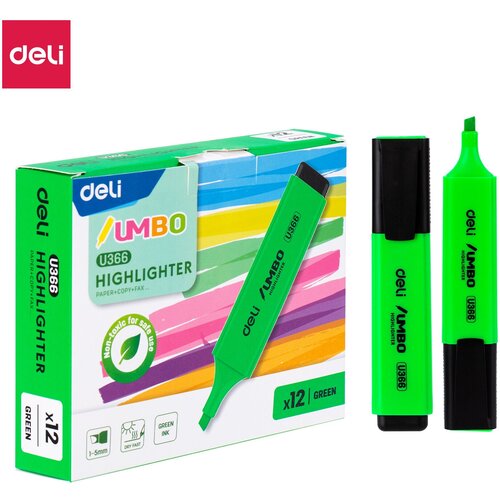 Текстовыделитель Deli EU366-GN Jumbo скошенный пиш. наконечник 1-5мм зеленый