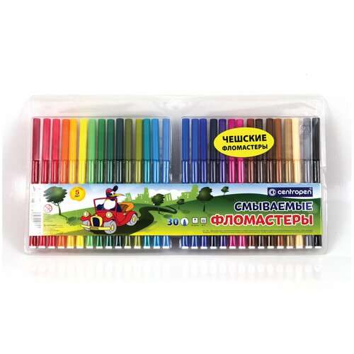 фломастеры centropen colour world washable 30 цветов арт 7790 30 85 Фломастеры CENTROPEN 7 7790 3085, комплект 2 шт.