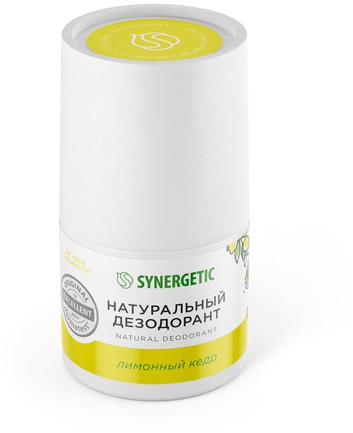 Synergetic Натуральный дезодорант Лимонный кедр, коробка, 50 мл, 80 г, 1 шт.