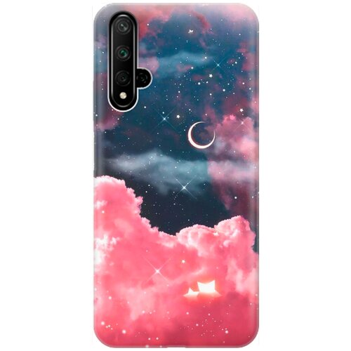 фото Ультратонкий силиконовый чехол-накладка для honor 20 / huawei nova 5t с принтом "месяц и розовые облака" gosso