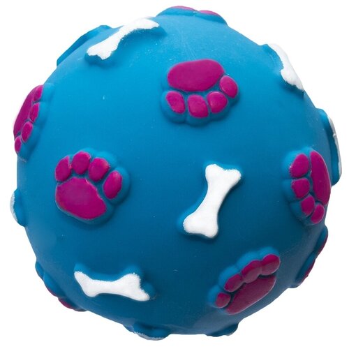 Yami-Yami Игрушка Мяч с лапками и косточками для собак, 7 см, голубой