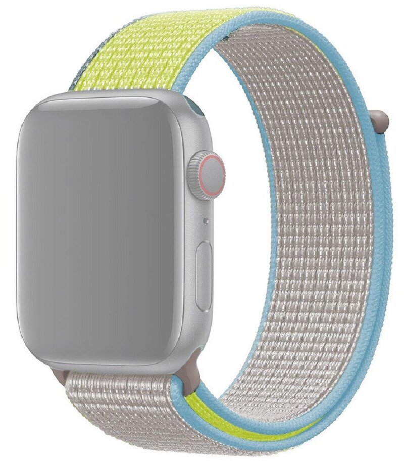 Нейлоновый тканевый ремешок для Apple Watch Series 1-8 и Ultra - 42/44/45/49 мм (эпл вотч), желтый-бирюзовый
