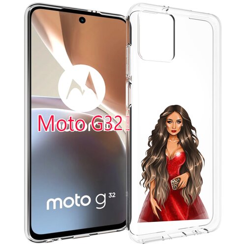 Чехол MyPads девушка-в-вечернем-платье женский для Motorola Moto G32 задняя-панель-накладка-бампер