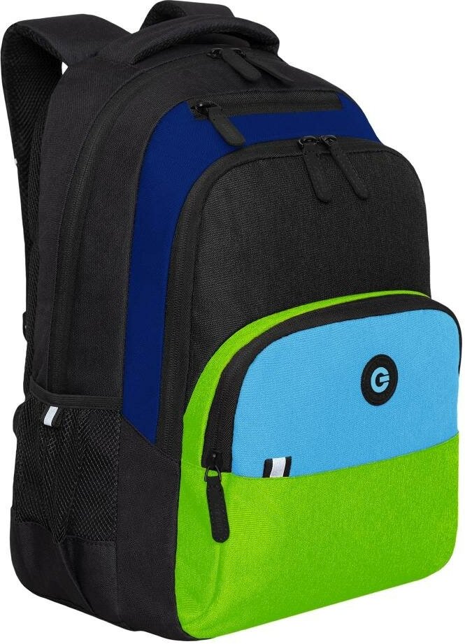 Школьный рюкзак GRIZZLY RU-330-3 черный-голубой, 32х45х23